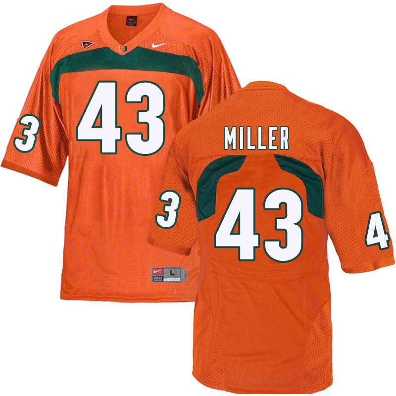 Nike Miami Hurricanes #43 Brian Miller College Football Jerseys Sale-Orange